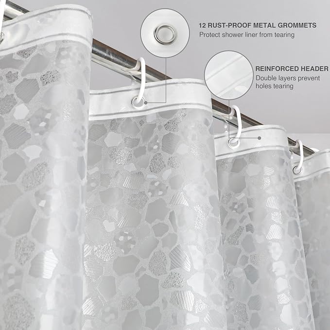 WELTRXE Bathroom Shower Curtain Liner 8G EVA Thick, 72x72 Inch 3D Frosted - Image 3