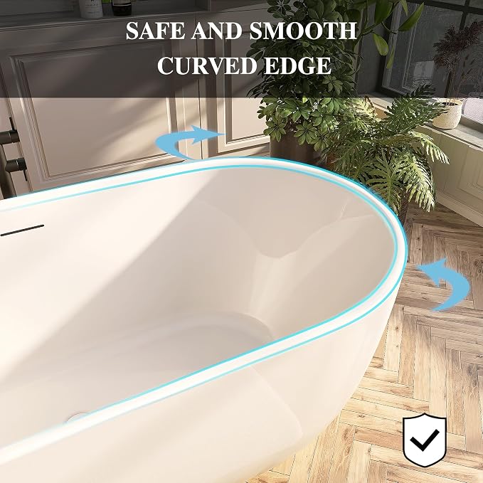 67" Acrylic Freestanding Bathtub, Contemporary Freestanding Tub - Image 7