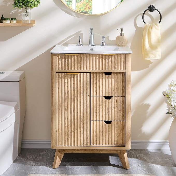 T4TREAM 24" Fluted Bathroom Vanity - Image 5