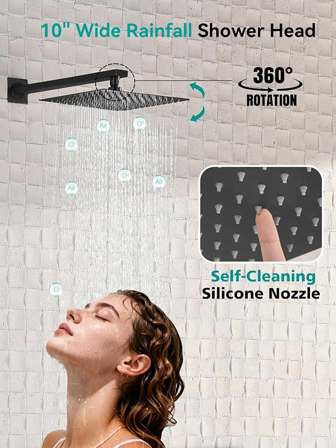 Lefton Shower System in Fahrenheit Display, 10” Overhead Shower Head - Image 3