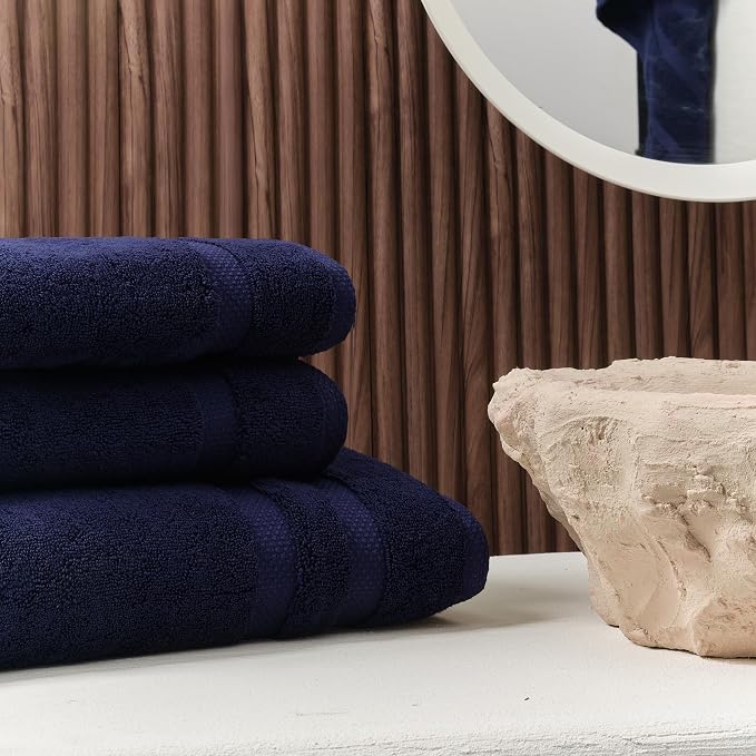SOFE H&L | Olea Luxury Cotton Turkish Bath Towels Set of 4 Navy Blue | Premium - Image 3