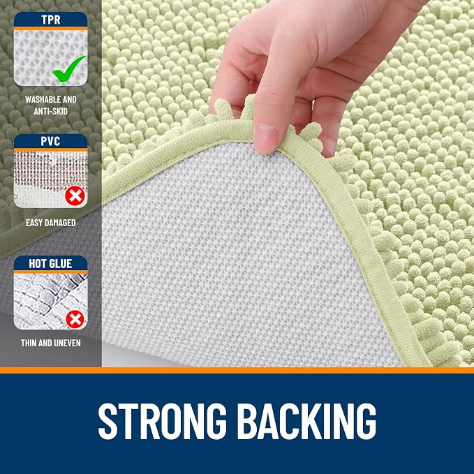 OLANLY Bathroom Rugs 30x20, Extra Soft Absorbent Chenille Bath Rugs, Rubber - Image 6