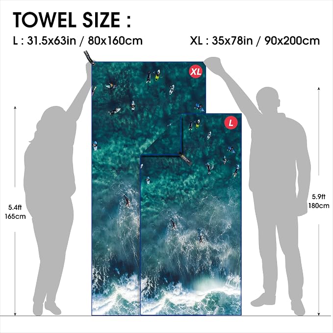 4Monster Microfiber Beach Towel Quick Dry, Super Absorbent Lightweight Travel - Image 4