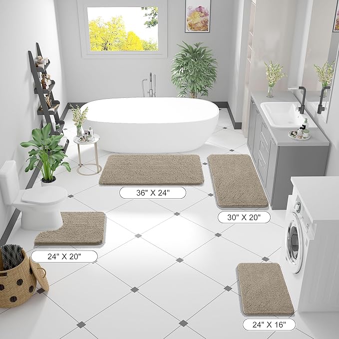 OLANLY Bathroom Rugs 24x16, Extra Soft Absorbent Chenille Bath Rugs, Rubber - Image 2