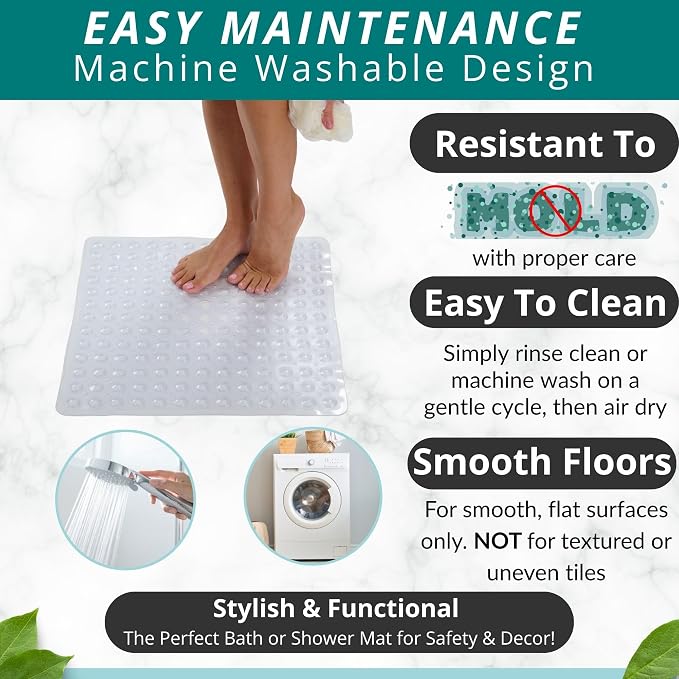 ENKOSI Square Shower Mat – 21 x 21 Inch Non-Slip Bathroom Shower Stall Mat - Image 4