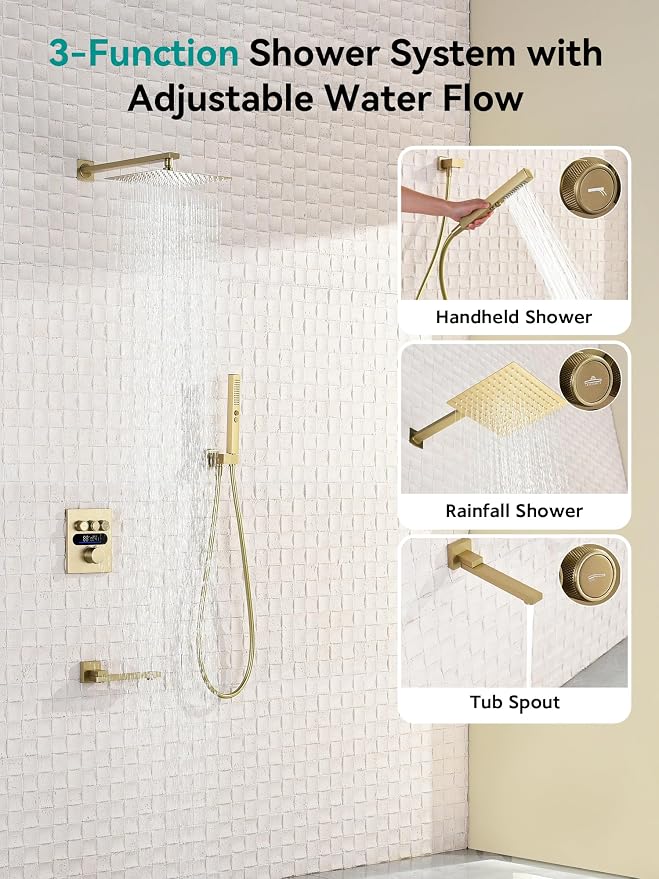 Lefton Shower System in Fahrenheit Display, 10” Overhead Shower Head - Image 2