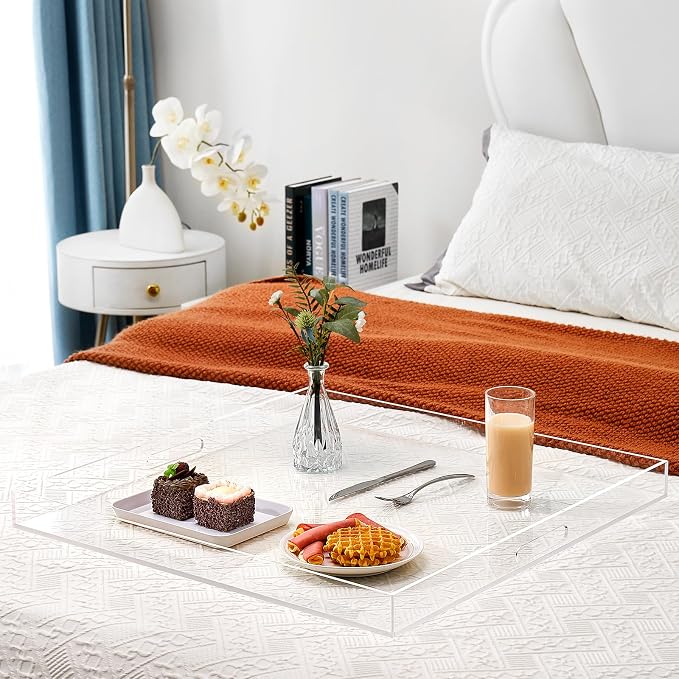 20×20 inches Oversized Clear Acrylic Ottoman Tray Extra Large Decorative Tray - Image 3