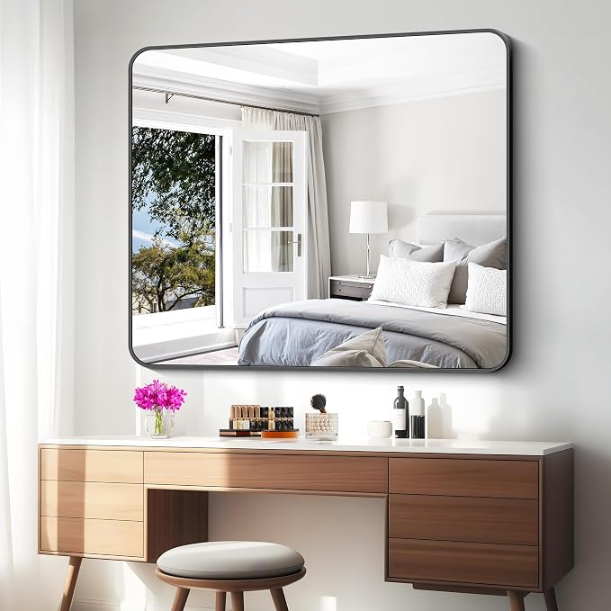 BONEWEI Black Bathroom Mirror, 40x48 inch Wall Mirror - Image 8