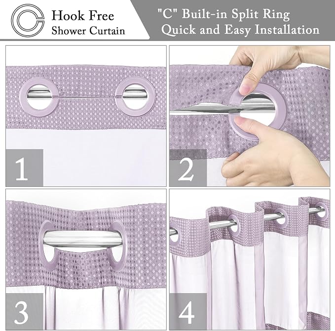Gibelle No Hook Waffle Weave Shower Curtain - Image 4