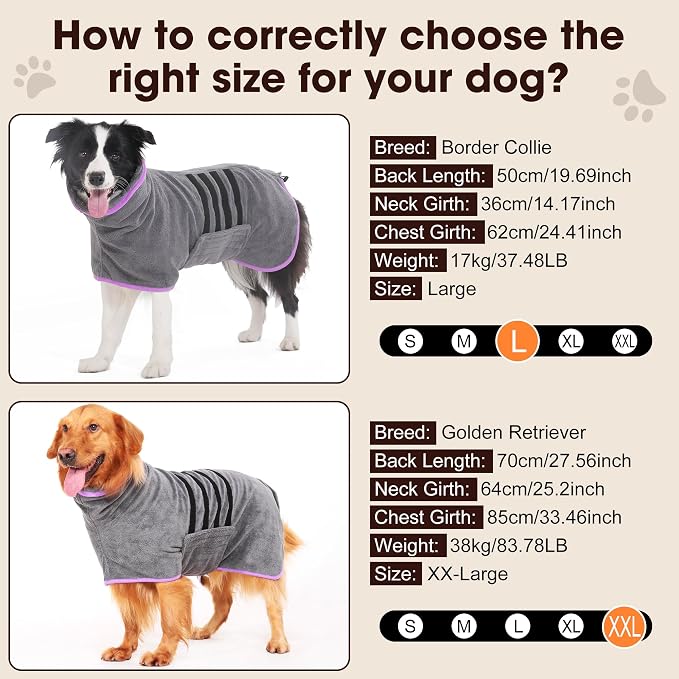 Microfibre Dog Bathrobe Towel Wrap Super Absorbent Dog Drying Coat Bath Robe - Image 5