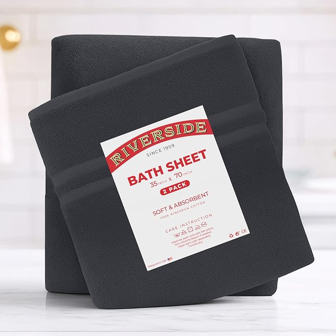 RIVERSIDE Pack of 2 Extra Large Bath Sheets 35 x 70 Inches - Image 7