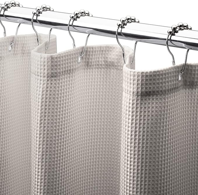 AmazerBath Waffle Shower Curtain 78 Inches Long, Khaki Shower Curtain Fabric by AmazerBath