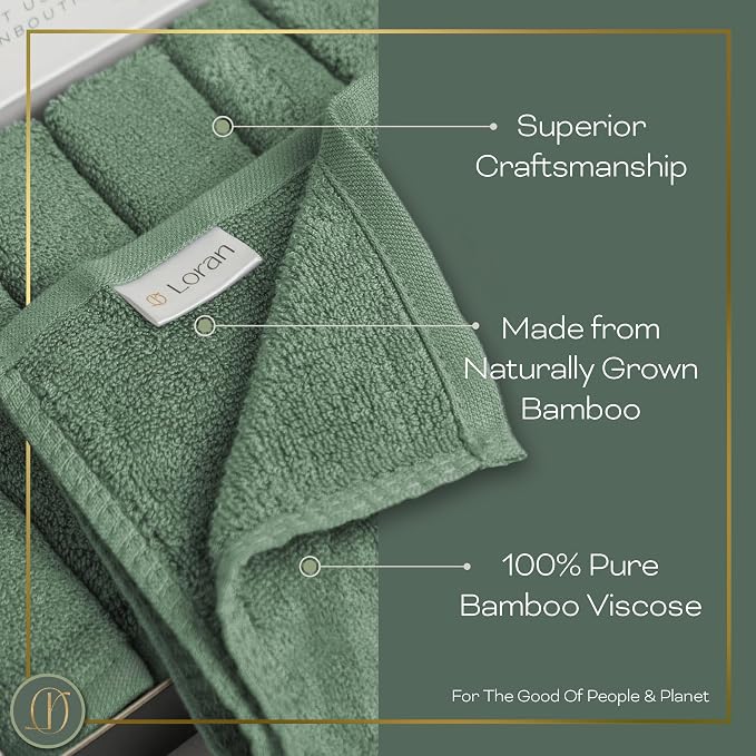 Sage Green Washcloths Set of 6 Soft Facial Cloths 10” x 10” 100% Viscose - Image 2