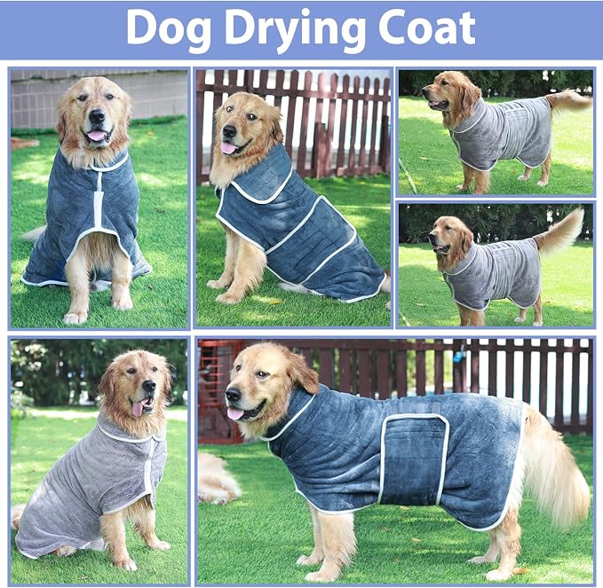 Dog Bathrobe Towel Dog Drying Coat - Image 6