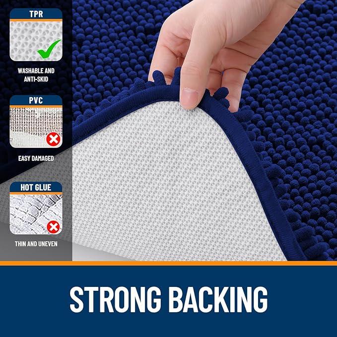 OLANLY Bathroom Rugs 40x32, Extra Soft Absorbent Chenille Bath Rugs, Rubber - Image 6