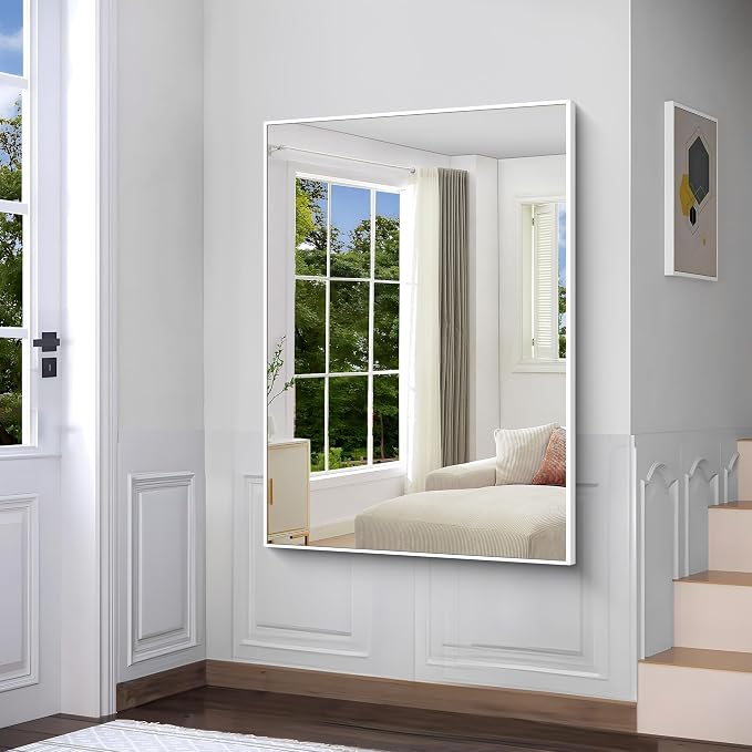 BONEWEI White Bathroom Mirror, 36x48 inch Wall Mirror - Image 5