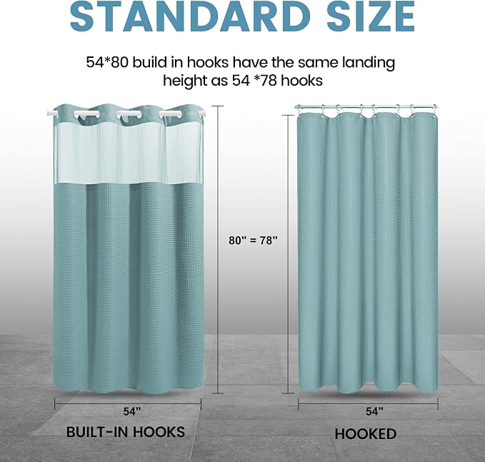 Teal Stall No Hook Shower Curtain - Image 7