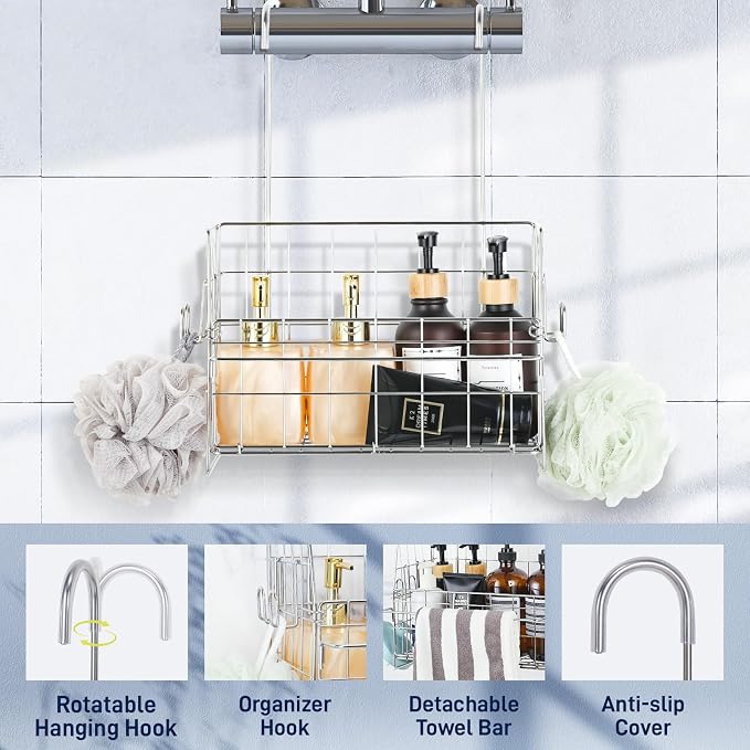 Hanging Shower Organizer, Shower Caddy Hanging, Bathroom Storage Rack - Image 3