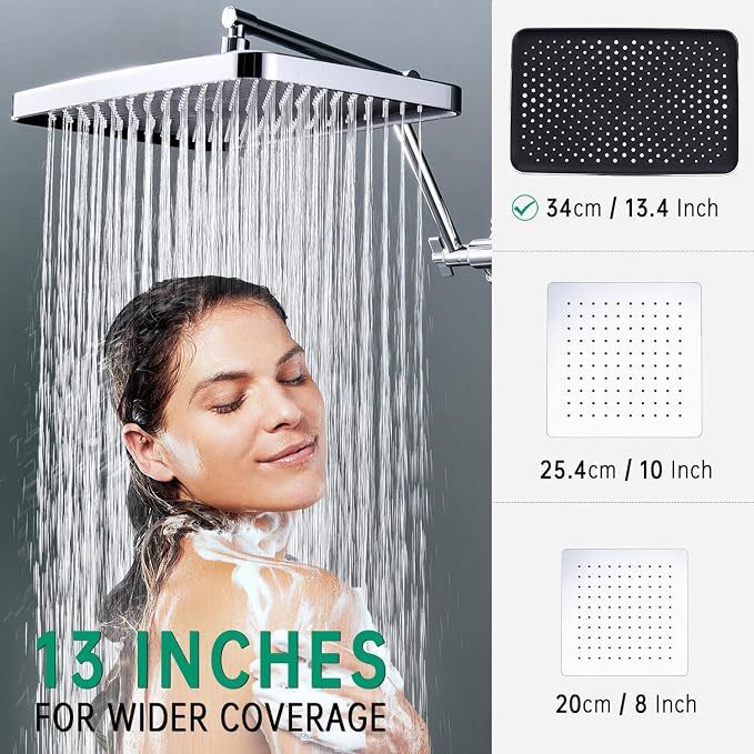 Shower Heads with Handheld Spray Combo, 13 Inches Rain Shower Head with 4 Mode - Image 2