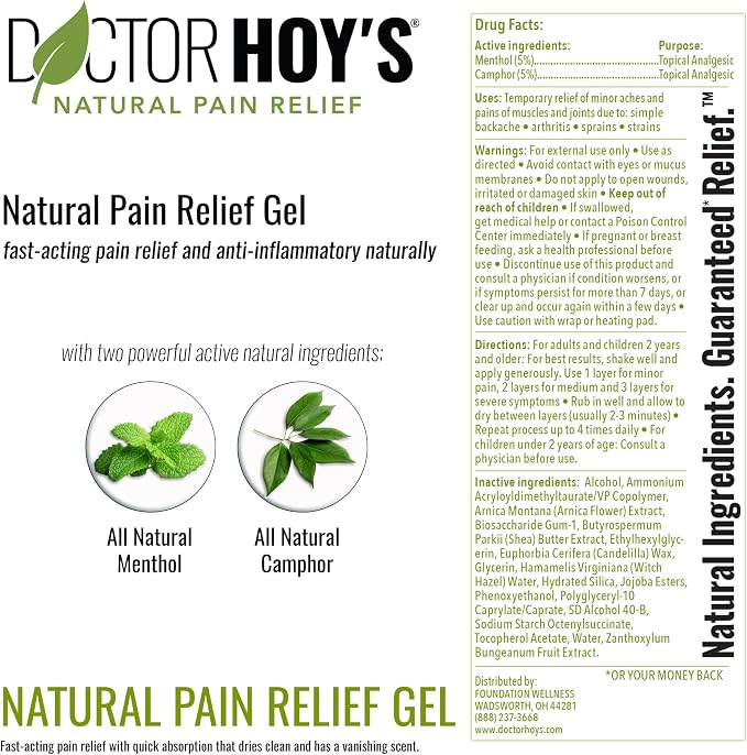 DOCTOR HOY'S Natural Pain Relief Gel, Water Based - Image 2