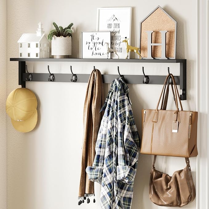 AMBIRD Coat Rack Wall Mount, Wood Coat Hooks by AMBIRD