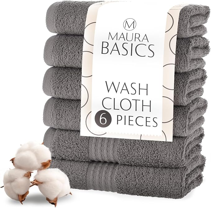 MAURA Basics Turkish Cotton Washcloth Towel Set High Performance Bathroom by MAURA