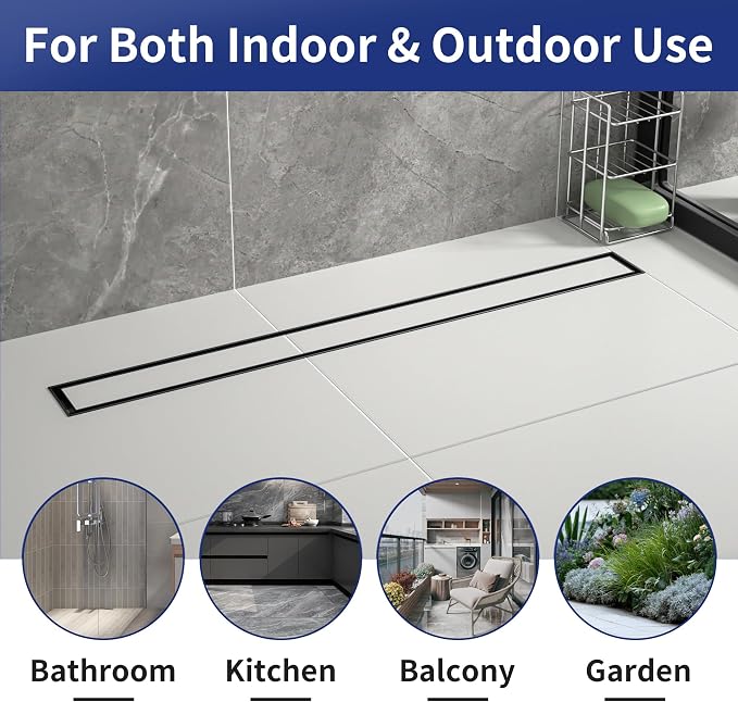 Linear Shower Drain 30", Matte Black Floor Drain - Image 6