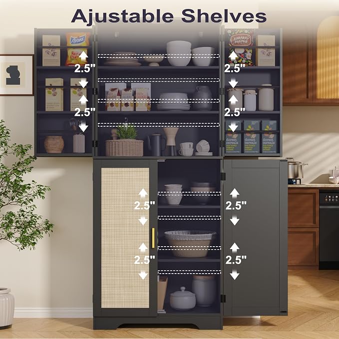 Rattan 72" Tall Kitchen Pantry Cabinet - Image 5