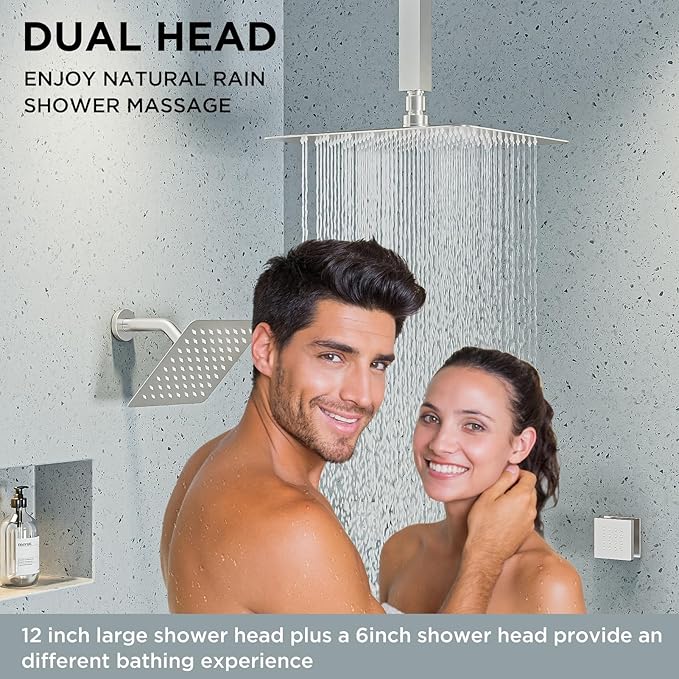 Shower Systems with 4 Body Spray Jets, STARBATH 4 Way 12+6" Rainfall Shower - Image 6