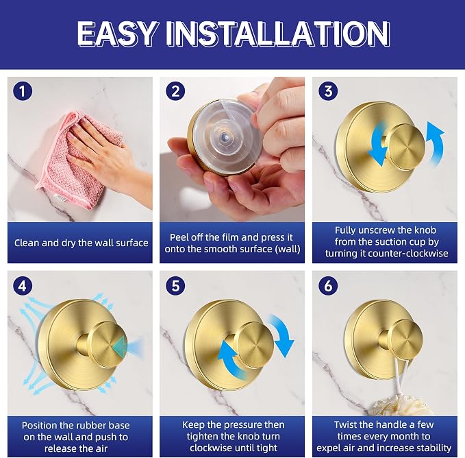 luckin smile Suction Cup Hooks for Shower, No-Drill Removable Towel Hook for - Image 7