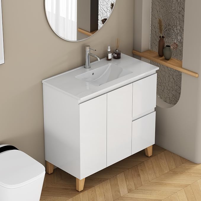 36-Inch Bathroom Vanity with Ceramic Sink Combo, Freestanding Modern Bathroom - Image 4