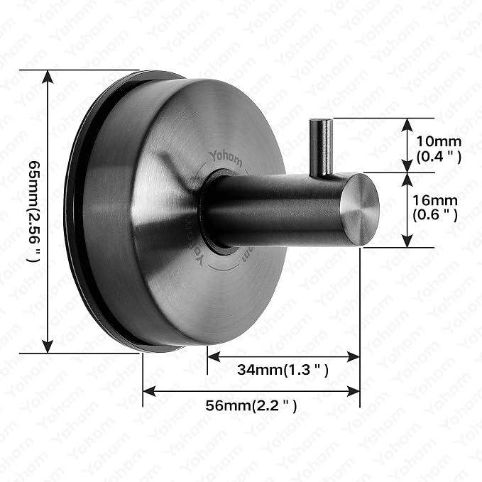 YOHOM Suction Cup Hooks Shower Towel Holder Stainless Steel Vacuum Bathroom - Image 6