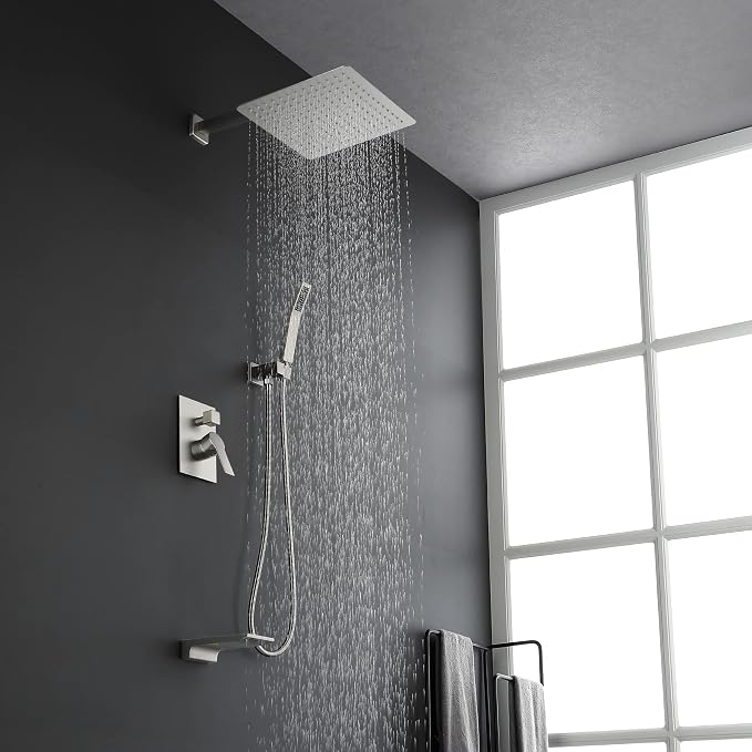 SHAMANDA Shower System with Waterfall Tub Spout and Handheld Shower Head - Image 8