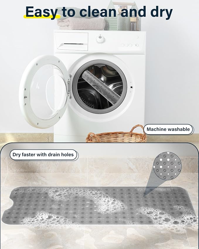 Non Slip Bathtub Mat for Tub & Shower, Machine Washable 40"x16" Anti Slip Bath - Image 5