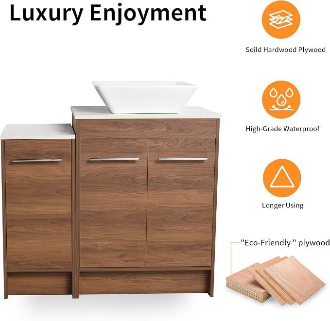 36 Inch Bathroom Vanity with Sink, Mordern Bathroom Vanity, Single Sink - Image 7