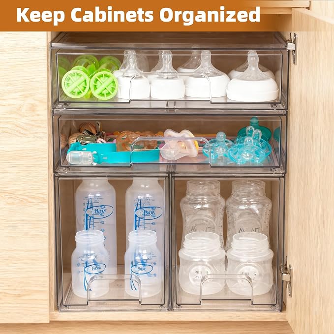 Baby Bottle Organizer, 4 Pack Stackable Storage Drawers - Image 7