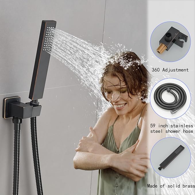 Oil Rubbed Bronze Shower System, 8 Inch High Pressure Rain Shower - Image 4