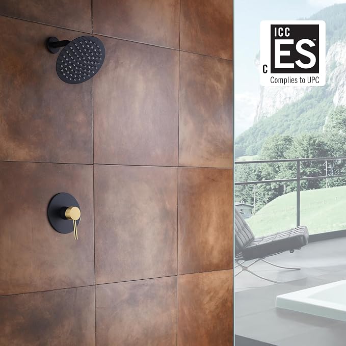 SUMERAIN Single-Function Shower Faucet Set Black and Gold, Stainless Steel 8 - Image 2