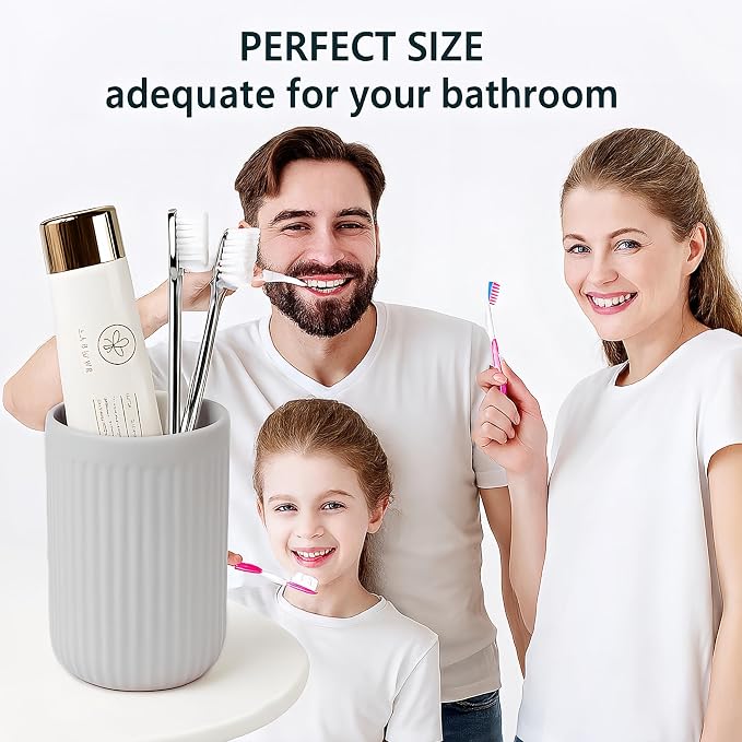 BosilunLife Ceramic Toothbrush Holder - 12oz Bathroom Toothbrush Holder Light - Image 5