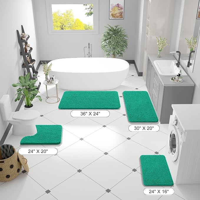 OLANLY Bathroom Rugs 44x24, Extra Soft Absorbent Chenille Bath Rugs, Rubber - Image 3
