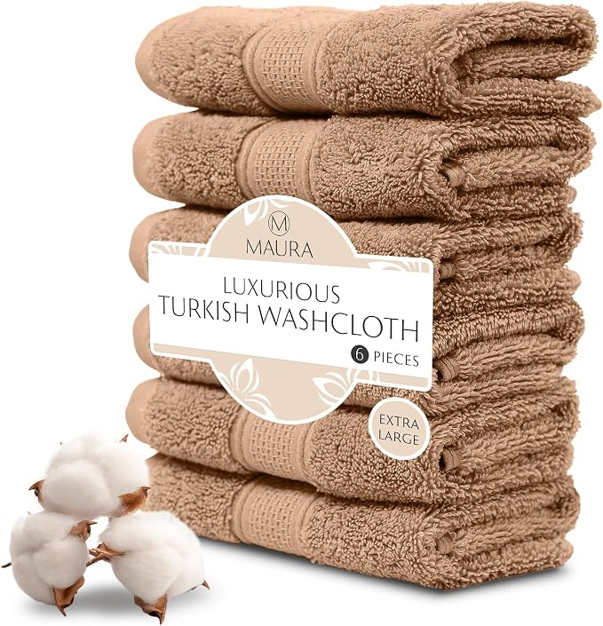MAURA 6-Pack Premium Turkish Washcloth Set by MAURA