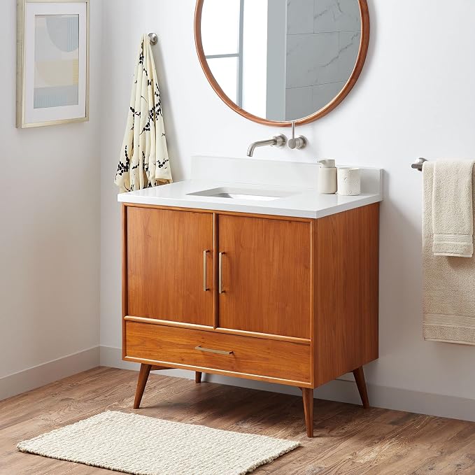 Signature Hardware 953363-36-RUMB-0 Novak 36" Freestanding Teak Single Basin by SignatureHardware