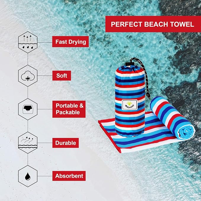 4Monster Microfiber Beach Towel Quick Dry, Super Absorbent Lightweight Travel - Image 2