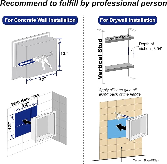 Stainless Steel Shower Niche 12" X 12" Brushed No Tile Needed Niche Shower - Image 7