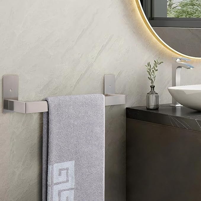 NearMoon Self Adhesive Bathroom Towel Bar, Stainless Steel Square Bath Wall - Image 7