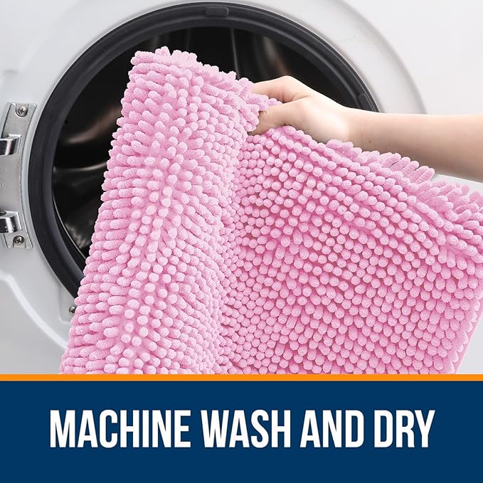 OLANLY Bathroom Rugs 30x20, Extra Soft Absorbent Chenille Bath Rugs, Rubber - Image 5