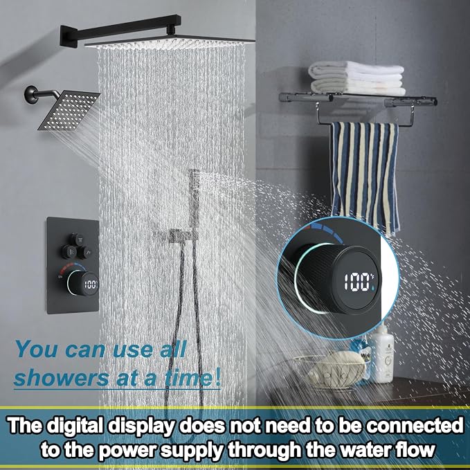 Digital Display Dual Head Shower system Rain Shower System Shower Wall Mount 10 - Image 3