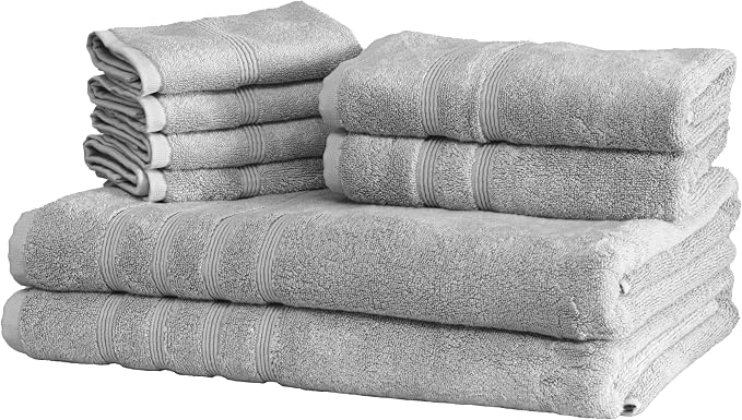 Mosobam Luxury Turkish 8pc XL Towel Set 35X70 16X30 13X13 Light Grey 700 GSM by Mosobam