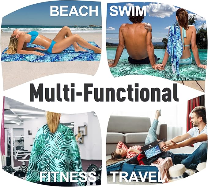 2 Pack Microfiber Beach Towel, Oversized Pool Towel 75”x 35”, Sand-Free Quick - Image 5