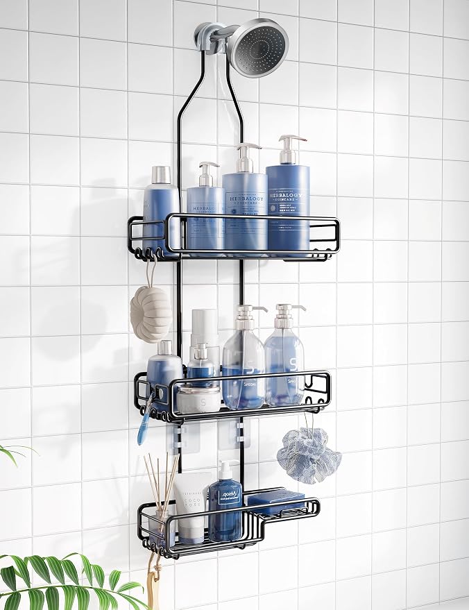 Shower Caddy Hanging Bathroom Organizer: Over Head Adjustable Rack by Skyapex